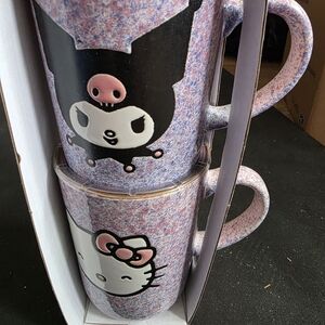 Blue Sky Pink and Black Character Mugs Set